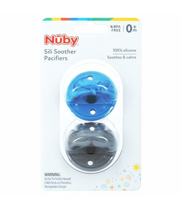 Nuby - Suzete 3D din silicon, set 2 buc, 0 luni+