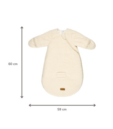 Nattou - Sac de dormit cu maneci si manusi, crem, 60cm