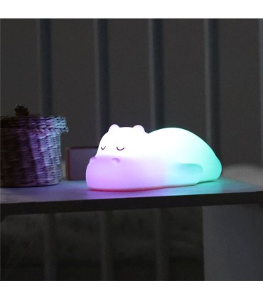 Nattou - Lampă de veghe din silicon, Hipopotam