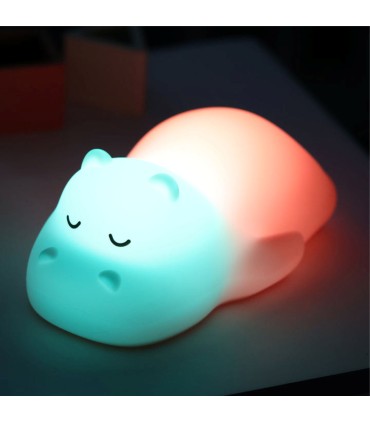 Nattou - Lampă de veghe din silicon, Hipopotam