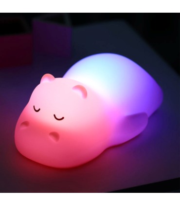 Nattou - Lampă de veghe din silicon, Hipopotam