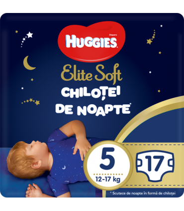Huggies - Elite Soft Pants -  Chilotei de noapte (5) 17 buc - (12-17kg)