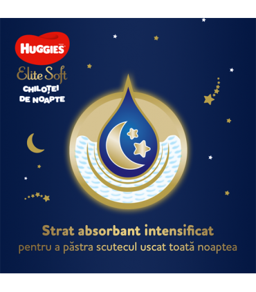 Huggies - Elite Soft Pants -  Chilotei de noapte (5) 17 buc - (12-17kg)