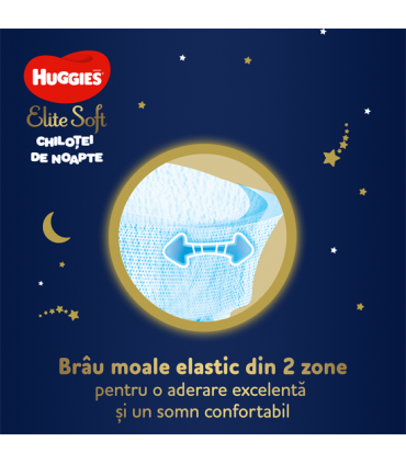 Huggies - Elite Soft Pants -  Chilotei de noapte (5) 17 buc - (12-17kg)