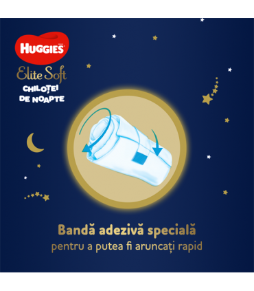 Huggies - Elite Soft Pants -  Chilotei de noapte (5) 17 buc - (12-17kg)
