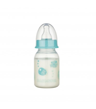 Baby Nova - BIBERON  PP FARA BPA, 120 ML, DECOR ANIMALUTE, TETINA ROTUNDA, SLOW