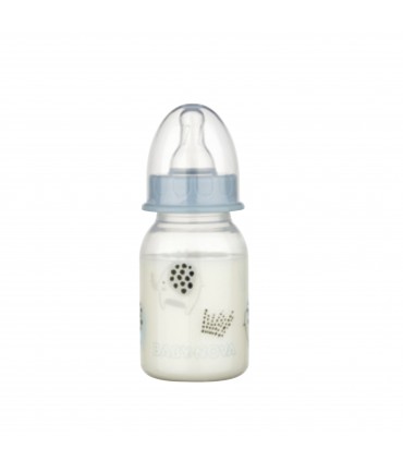 Baby Nova - BIBERON  PP FARA BPA, 120 ML, DECOR ANIMALUTE, TETINA ROTUNDA, SLOW
