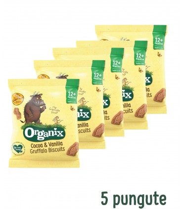 ORGANIX - GRUFFALO - BISCUITI ECOLOGICI (BIO) CU CACAO SI VANILIE, 5X20G, 12luni+