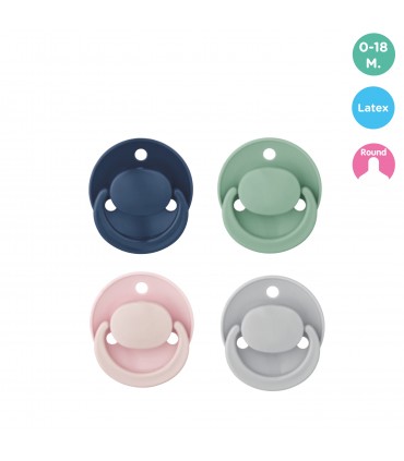 Baby Nova - Suzeta rotunda din latex, multicolor, 0-24 luni