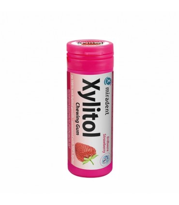 Miradent Xylitol - Gumă de mestecat pentru îngrijirea dentară, Strawberry, 30buc