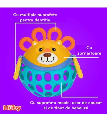 Nuby Silly Shakers - Jucarie zornaitoare leu/bufnita, 3 luni+