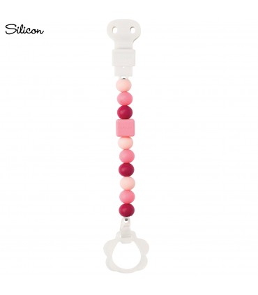 Lant din silicon pentru suzeta, roz
