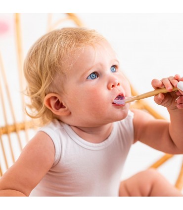 Set 2 lingurite din silicon si cutie de protectie, crem si gri