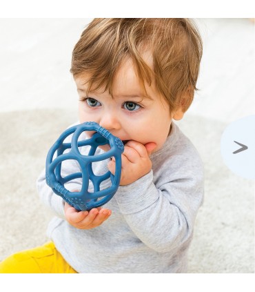 Set 2 mingi din silicon pentru dentitie, albastru, 0 luni+