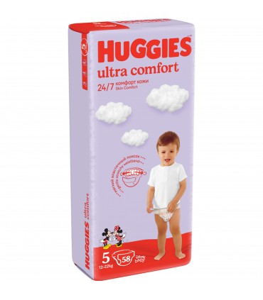 Huggies - ULTRA COMFORT - Scutece unisex Nr.5 (12-22kg), 58 BUC