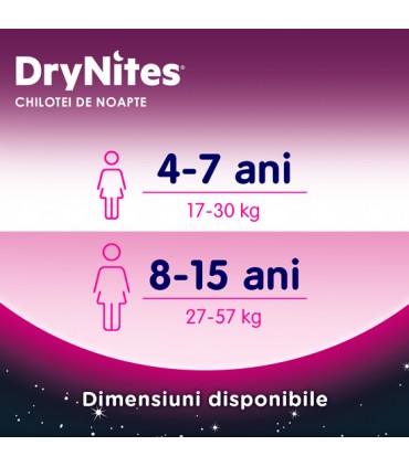 HUGGIES - DRYNITES MEDIUM GIRL 4-7 ANI (17-30 KG) - DE NOAPTE