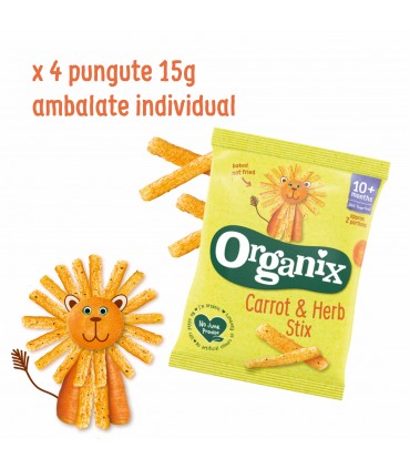 ORGANIX - STICKSURI ECOLOGICE (BIO)  DIN PORUMB CU MORCOVI, 4X15G, 10luni+
