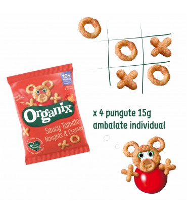 ORGANIX - SNACK ECOLOGIC (BIO) X SI O DIN PORUMB CU ROSII, 4X15G, 10luni+
