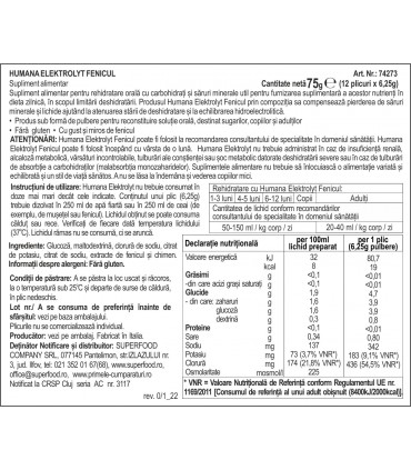 HUMANA ELEKTROLYT FENICUL - Supliment alimentar pentru rehidratare orala
