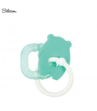 Inel din silicon pentru dentitie cu efect racoritor, verde, 0 luni+